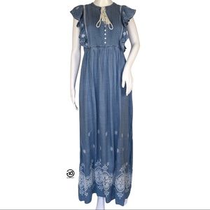 NWT Desigual Women's Maxi Ruffle Dress Vest Innocence Sz 38